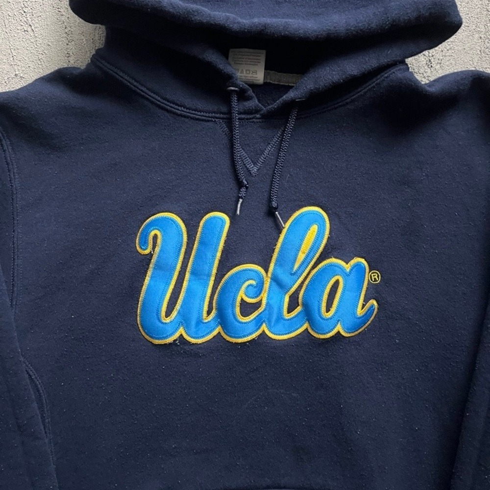 Vintage UCLA Hoodie Men Medium Navy Blue 2000s Russell Athletic Embroidered Logo - Picture 3 of 8